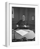 Publisher of Post-Dispatch Newspaper Joseph Pulitzer Jr., Sitting in His Office-Ed Clark-Framed Photographic Print