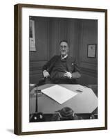 Publisher of Post-Dispatch Newspaper Joseph Pulitzer Jr., Sitting in His Office-Ed Clark-Framed Photographic Print