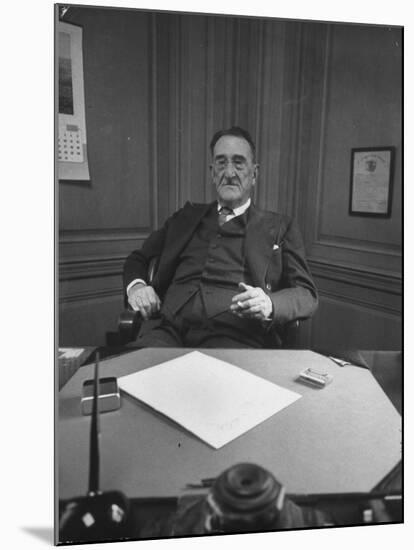 Publisher of Post-Dispatch Newspaper Joseph Pulitzer Jr., Sitting in His Office-Ed Clark-Mounted Photographic Print