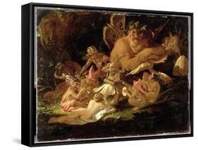 Puck and Fairies, from 'A Midsummer Night's Dream', C.1850 (Oil on Millboard)-Sir Joseph Noel Paton-Framed Stretched Canvas