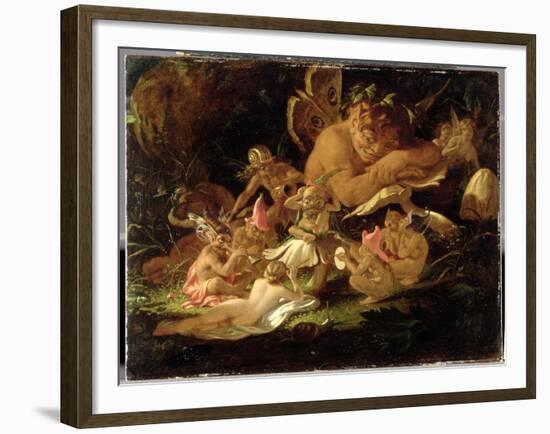 Puck and Fairies, from 'A Midsummer Night's Dream', C.1850 (Oil on Millboard)-Sir Joseph Noel Paton-Framed Giclee Print