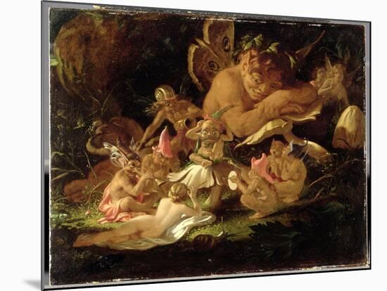 Puck and Fairies, from 'A Midsummer Night's Dream', C.1850 (Oil on Millboard)-Sir Joseph Noel Paton-Mounted Giclee Print