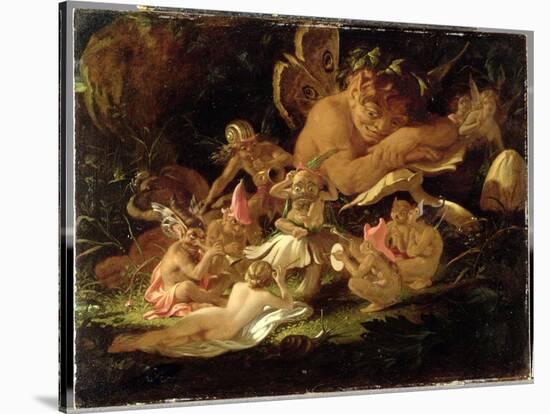 Puck and Fairies, from 'A Midsummer Night's Dream', C.1850 (Oil on Millboard)-Sir Joseph Noel Paton-Stretched Canvas