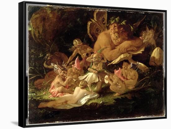 Puck and Fairies, from 'A Midsummer Night's Dream', C.1850 (Oil on Millboard)-Sir Joseph Noel Paton-Framed Stretched Canvas