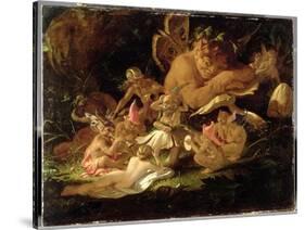 Puck and Fairies, from 'A Midsummer Night's Dream', C.1850 (Oil on Millboard)-Sir Joseph Noel Paton-Stretched Canvas