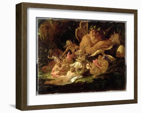 Puck and Fairies, from 'A Midsummer Night's Dream', C.1850 (Oil on Millboard)-Sir Joseph Noel Paton-Framed Giclee Print