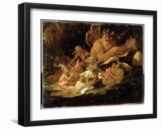 Puck and Fairies, from 'A Midsummer Night's Dream', C.1850 (Oil on Millboard)-Sir Joseph Noel Paton-Framed Giclee Print