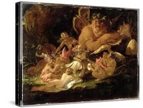Puck and Fairies, from 'A Midsummer Night's Dream', C.1850 (Oil on Millboard)-Sir Joseph Noel Paton-Stretched Canvas