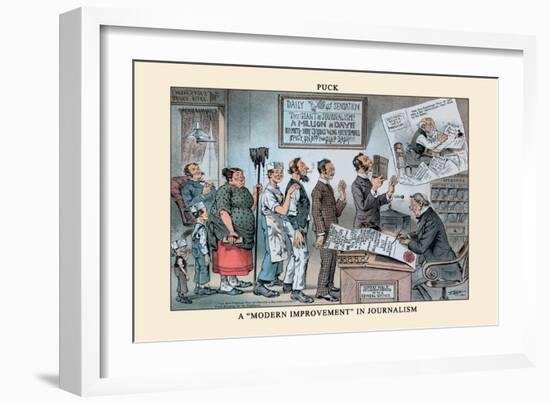 Puck Magazine: A Modern Improvement in Journalism-Frederick Burr Opper-Framed Art Print