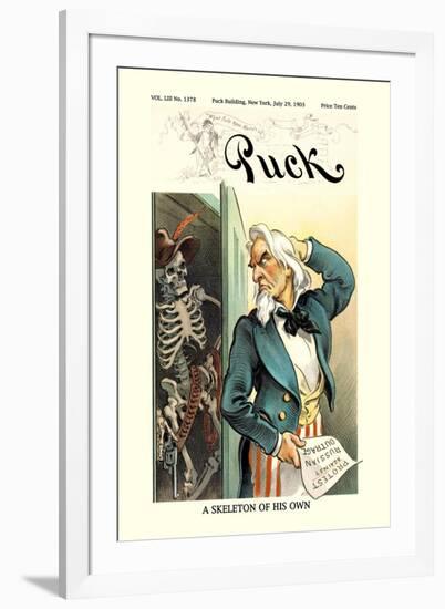 Puck Magazine: A Skeleton of His Own-null-Framed Art Print