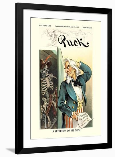 Puck Magazine: A Skeleton of His Own-null-Framed Art Print