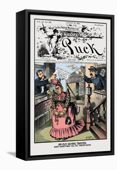 Puck Magazine: An Old Saying Twisted-F. Opper-Framed Stretched Canvas