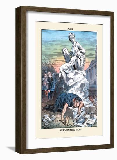 Puck Magazine: An Unfinished Work-Bernhard Gillam-Framed Art Print