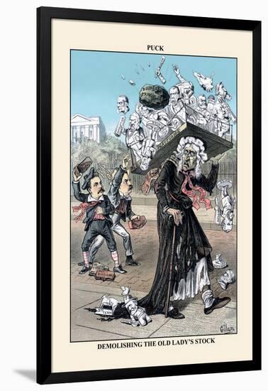 Puck Magazine: Demolishing the Old Lady's Stock-Bernhard Gillam-Framed Art Print