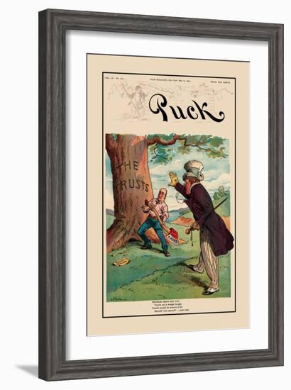 Puck Magazine: Felling the Trusts-null-Framed Art Print