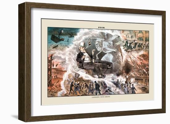 Puck Magazine: Gambling with Death-Bernhard Gillam-Framed Art Print