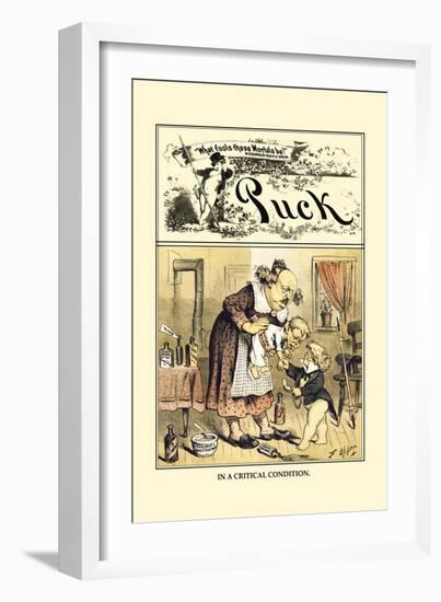 Puck Magazine: In a Critical Condition-Frederick Burr Opper-Framed Art Print