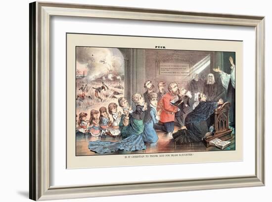 Puck Magazine: Is It Christian to Thank God for Islam Slaughter?-null-Framed Art Print