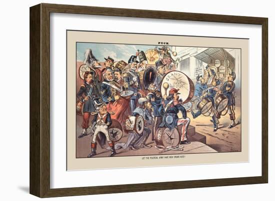 Puck Magazine: Let the Political Army Have the New Drums Also!-Bernhard Gillam-Framed Art Print