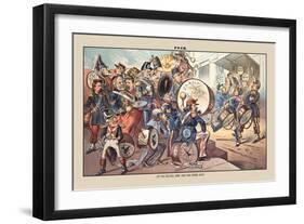 Puck Magazine: Let the Political Army Have the New Drums Also!-Bernhard Gillam-Framed Art Print