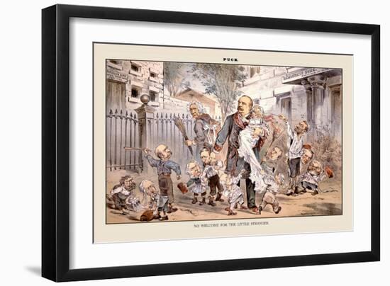 Puck Magazine: No Welcome for the Little Stranger-Eugene Zimmerman-Framed Art Print