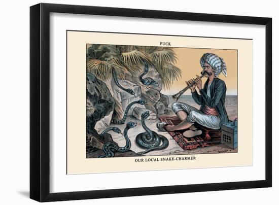 Puck Magazine: Our Local Snake-Charmer-Bernhard Gillam-Framed Art Print