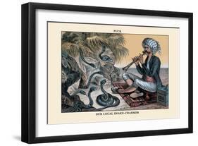 Puck Magazine: Our Local Snake-Charmer-Bernhard Gillam-Framed Art Print