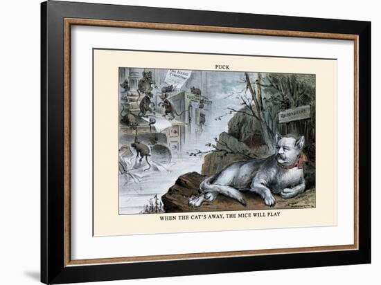 Puck Magazine: When the Cat's Away, The Mice Will Play-Eugene Zimmerman-Framed Art Print