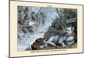 Puck Magazine: When the Cat's Away, The Mice Will Play-Eugene Zimmerman-Mounted Premium Giclee Print
