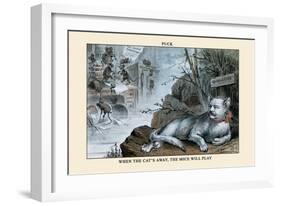 Puck Magazine: When the Cat's Away, The Mice Will Play-Eugene Zimmerman-Framed Art Print