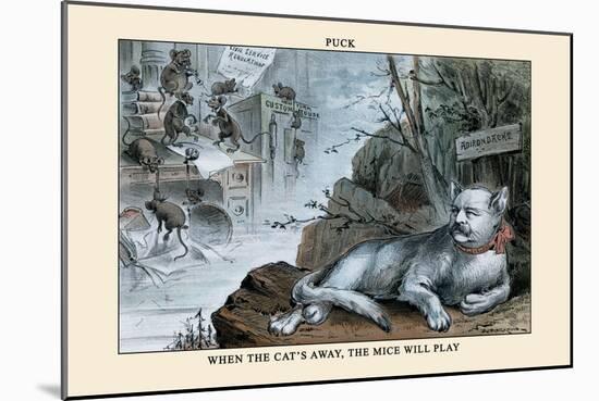 Puck Magazine: When the Cat's Away, The Mice Will Play-Eugene Zimmerman-Mounted Art Print