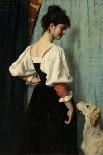 Standing Young Italian Woman, Looking Down at the Dog-Puck-Art Print