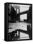 Puddle Reflecting Brooklyn Bridge-Bettmann-Framed Stretched Canvas