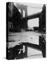 Puddle Reflecting Brooklyn Bridge-Bettmann-Stretched Canvas