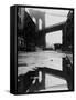 Puddle Reflecting Brooklyn Bridge-Bettmann-Framed Stretched Canvas