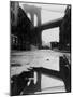 Puddle Reflecting Brooklyn Bridge-Bettmann-Mounted Photographic Print
