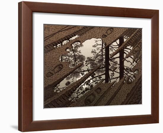 Puddle-M^ C^ Escher-Framed Art Print