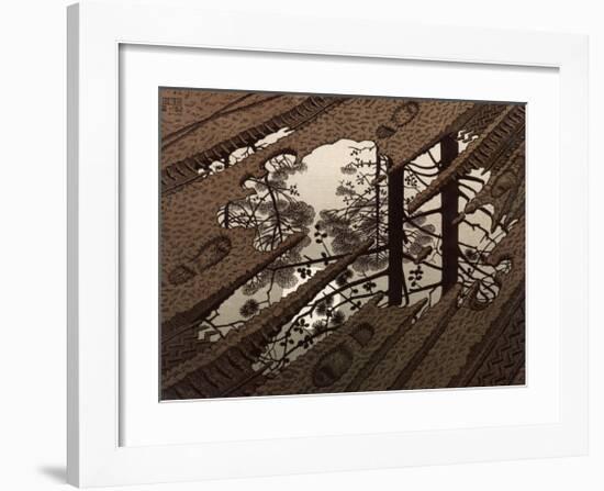 Puddle-M^ C^ Escher-Framed Art Print