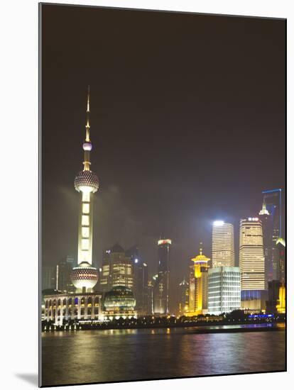 Pudong Financial District and Oriental Pearl Tower across the Huangpu River, Shanghai, China, Asia-Amanda Hall-Mounted Photographic Print