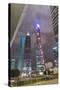 Pudong Financial District at Night, Shanghai, China, Asia-G & M Therin-Weise-Stretched Canvas