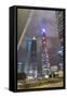 Pudong Financial District at Night, Shanghai, China, Asia-G & M Therin-Weise-Framed Stretched Canvas