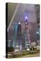 Pudong Financial District at Night, Shanghai, China, Asia-G & M Therin-Weise-Stretched Canvas