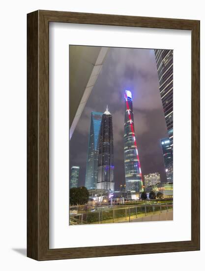 Pudong Financial District at Night, Shanghai, China, Asia-G & M Therin-Weise-Framed Photographic Print