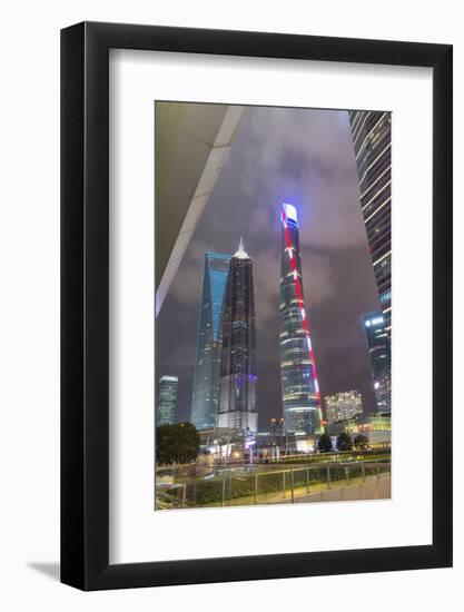 Pudong Financial District at Night, Shanghai, China, Asia-G & M Therin-Weise-Framed Photographic Print