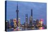 Pudong Financial District Skyline at Night, Shanghai, China, Asia-G & M Therin-Weise-Stretched Canvas