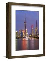 Pudong Financial District Skyline at Night, Shanghai, China, Asia-G & M Therin-Weise-Framed Photographic Print