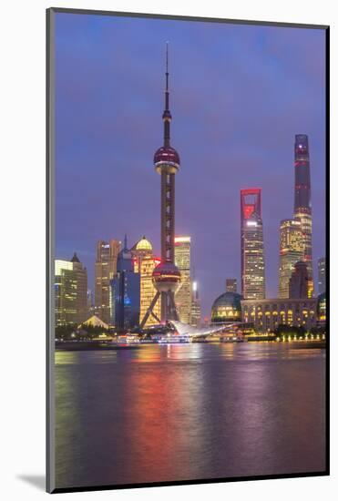 Pudong Financial District Skyline at Night, Shanghai, China, Asia-G & M Therin-Weise-Mounted Photographic Print