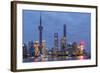 Pudong Financial District Skyline at Night, Shanghai, China, Asia-G & M Therin-Weise-Framed Photographic Print