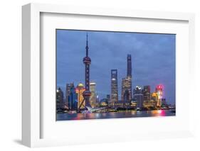 Pudong Financial District Skyline at Night, Shanghai, China, Asia-G & M Therin-Weise-Framed Photographic Print