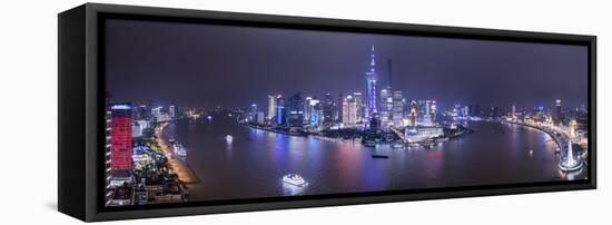 Pudong Skyline across the Huangpu River, Shanghai, China-Jon Arnold-Framed Stretched Canvas